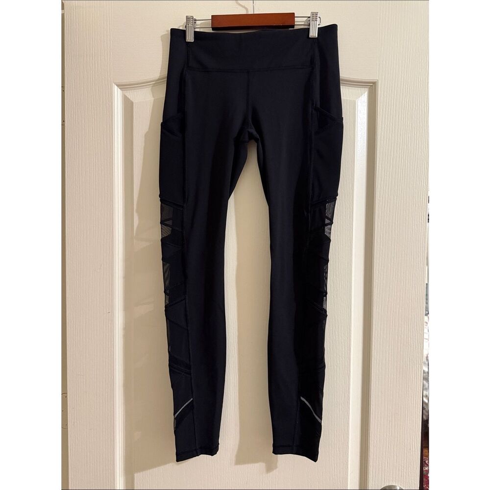Lululemon Black Mesh-Panel Active Leggings
